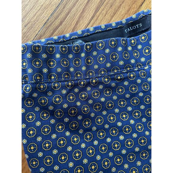 Talbots Essex Ankle Pants – Blue & Gold Geometric Print, Classic Fit - Picture 2 of 8